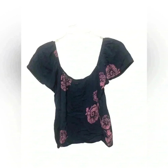 O’Neill Blue Floral Short Sleeve Top Size Small - Picture 2 of 2